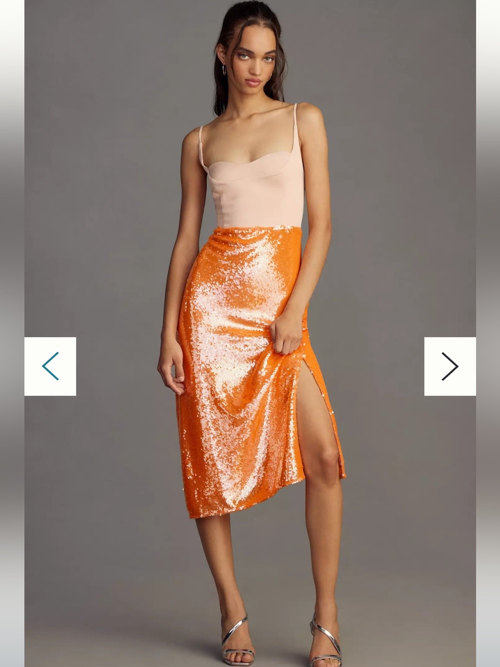 Anthropologie Peach and Orange Sequin Dress